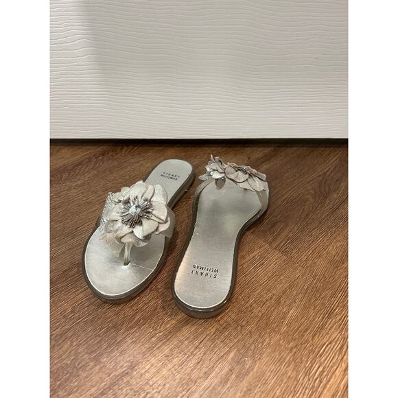 Stuart Weitzman Bloom Silver BigRose Slide Jelly Sandals Women's 7 - Picture 8 of 10